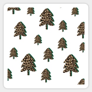 Leopard Print Christmas Tree Pattern Sticker